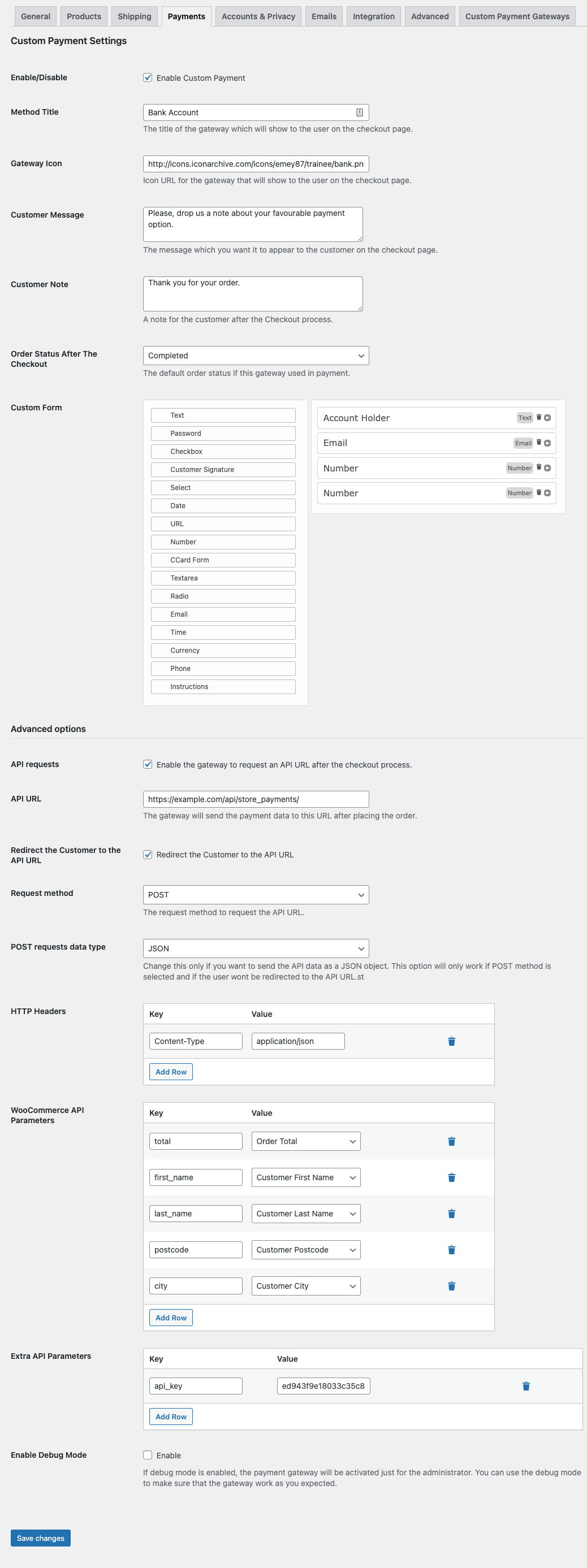 WooCommerce Custom Payment Gateway Pro Settings