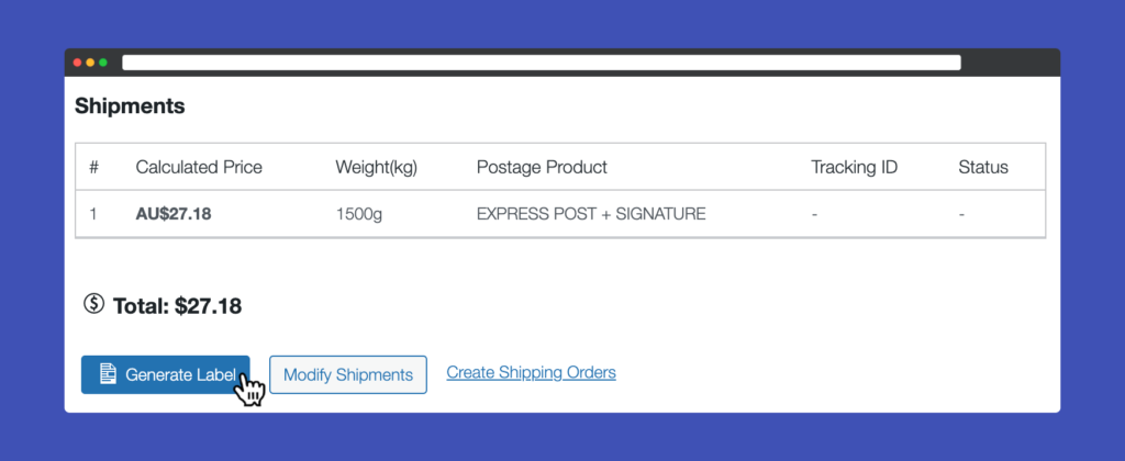 Australia Post print shipping labels